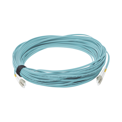 Jumper de Fibra Óptica Multimodo 50/125 XGLO OM3, LC-LC Duplex, OFNR, Color Aqua, 30 Metros (98.43 Pies)