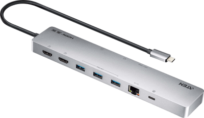 Dock Multipuerto USB-C | 11 en 1 | 8K Single o Dual 4K | PD 100W | USB 3.2 Gen 1 | Ethernet Gigabit | SD MicroSD | Aluminio