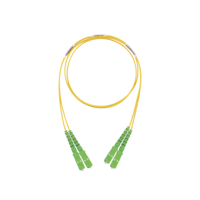 Jumper de Fibra Optica Monomodo 9/125 OS2, SC/APC-SC/APC Duplex, OFNR (Riser), Color Amarillo, 2 Metros (6.56 Pies)