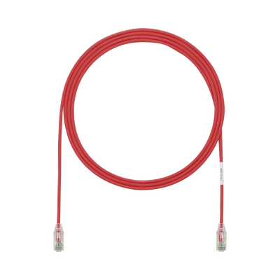 Cable de Parcheo TX6, UTP Cat6, Diámetro Reducido (28AWG), Color Rojo, 2.13 Metros (7 Pies)