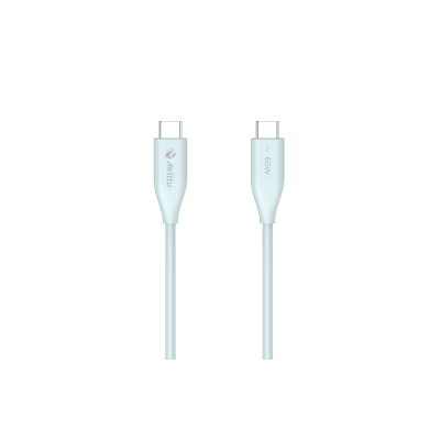 Cable de Carga USB-C a C 1 Metro (3.28 Pies) / Tecnología GaN (Nitruro de Galio / Fast-Charging / Potencia 60W / Velocidad Transferencia 480 Mbps / Material Silicona No Tóxica / Conector Aluminio Anodizado