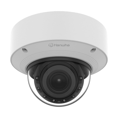 Cámara Domo AI IR 5MP / Motorizado Varifocal 3.3~9.3mm / Doble NPU / Análisis Inteligente / WDR 120dB / IR 50m / IP52 IK10 / PoE / Wisenet 9