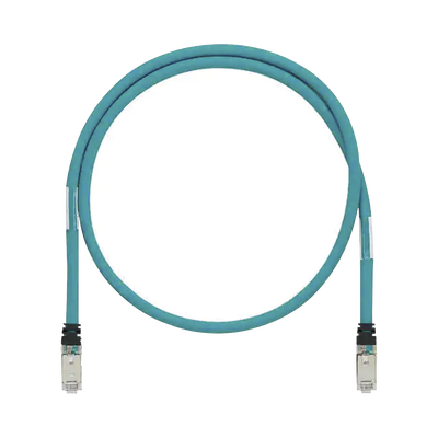 Patch Cord Cat6A de Grado Industrial 600V, Blindado SF/UTP, Calibre 26 AWG, Color Aqua, 5 Metros (16.40 Pies)