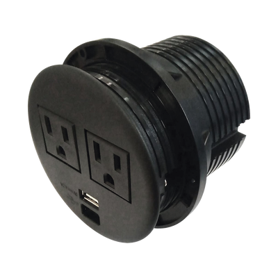 Multicontactos Empotrable Doble/ USB A & C, Color Negro, No Incluye Cable de Poder (11000-83604)