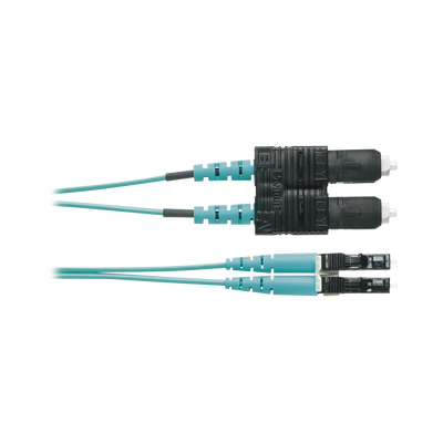 Jumper de Fibra Optica Multimodo 50/125 OM4, LC-SC Duplex, OFNR (Riser), Color Aqua, 2 Metros (6.56 Pies)