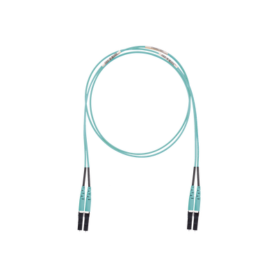Jumper de Fibra Optica Multimodo 50/125 OM3, LC-LC Duplex, LSZH (Cero Halógenos), Color Aqua, 10 Metros (32.81 Pies)