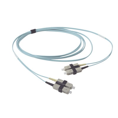 Jumper de Fibra Óptica Multimodo 50/125 OM3 XGLO, SC-SC Duplex, OFNR, Color Aqua, 2 Metros (6.56 Pies)