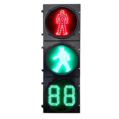 Semáforo Peatonal Estático RX300-3-3910SS-1 / LED de Alta Visibilidad 400 mts / Patrón Peatonal Rojo + Verde Estático + Contador 2 Dígitos / IP53 / Voltaje 176-265 VAC / Material PC+ABS / Temperatura -40°C a 80°C