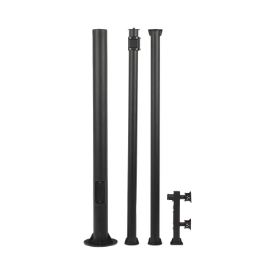 Poste Seccionado de 6 Metros / Tubos Mas Gruesos / Especializado para la Instalación de Videovigilancia / Incluye Base de Cimentación y Brazo para Cámara PTZ / Color Negro