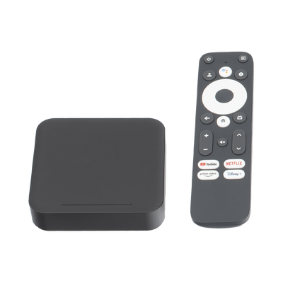 STB 4K Android con Google TV / Alto Rendimiento / Conexión Wi-Fi y por Cable / Control Remoto Bluetooth / Salida HDMI