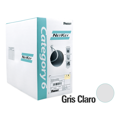 Bobina de Cable UTP 305 Metros (1000 Pies) de Cobre, NetKey, Reelex, Gris, Categoría 6 (24 AWG), 1000Mbps, PVC (CM), de 4 Pares