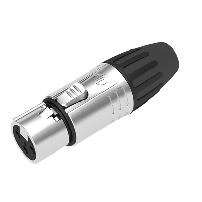 XLR conector de cable hembra, carcasa cromada perla, contactos plateados