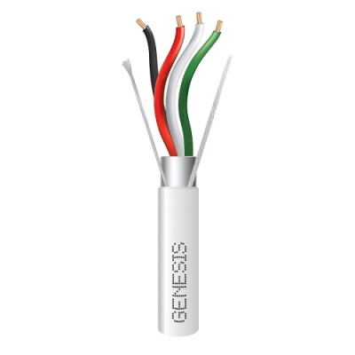 Bobina de 305 Metros (1000 Pies) de Cable 4 x 22 AWG BLINDADO / PLENUM / Color Blanco / Para Aplicaciones de Audio, Seguridad y Control