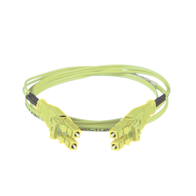 Jumper de Fibra Óptica Multimodo 50/125 OM5, LC-LC Uniboot Duplex, LSZH, Color Verde Lima, 2 Metros (6.56 Pies)