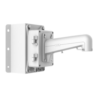 Montaje de Esquina con Caja de Conexión para Domos PTZ epcom y HIKVISION / Fabricado con Aleación de Aluminio y Acero