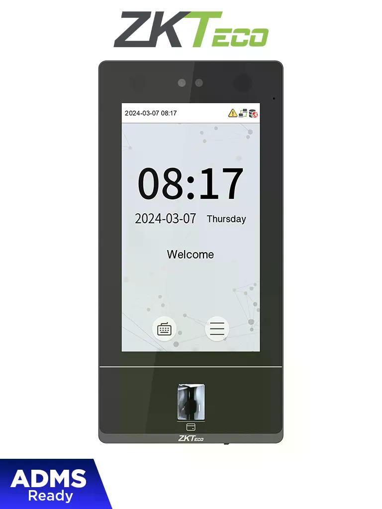 ZKTECO SenseFace 7A - Control de acceso y asistencia facial para 10, 000 rostros / 50,000 tarjetas de proximidad de 125kHz /  10,000 huellas /  Compatible con ZKBio Zlink