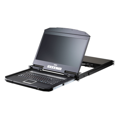 Switch KVM LCD | Monitor Integrado 1U | 8-16 Puertos PS2-USB | Monitor LED 18.5 in 1366x768 | Control hasta 256 Computadoras | Touchpad Integrado | Luz LED para Baja Iluminación | Cascading Multi-Nivel | Modo Broadcast y Auto Scan