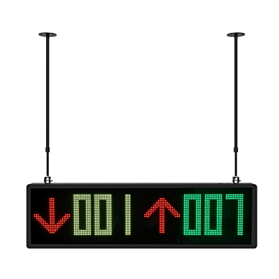 Pantalla LED Guía de Estacionamiento Interior/ 7 Colores RGBW / 6 Dígitos + 2 Iconos / 1700 cd/m² / Comunicación RS485-RJ45 / Instalación con Bracket Ajustable