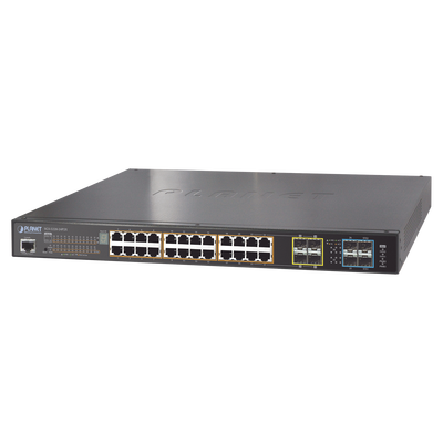 Switch administrable L2+ Stack de 24 puertos PoE+ 802.3at + 2 Puertos 10G SFP /440W