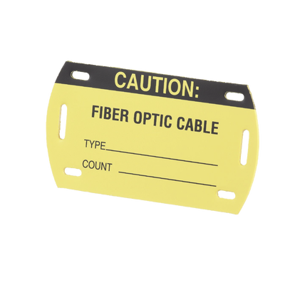 Kit de 5 Etiquetas Autolaminadas para Fibra Óptica, Para Uso Interior/Exterior, Dimensiones de 90.42 x 52.32 mm (3.56 x 2.06 pulgadas), Color Negro con Amarillo