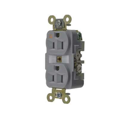 Contacto Dúplex Conexión a Tierra Aislada 15A 125V/ 2 Polos 3 Hilos/ Color Gris/ Nema 5-15R/ Grado Industrial.