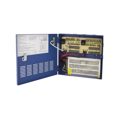 Fuente de poder profesional HEAVY DUTY de 11 - 15 Vcc @ 20 Amper, para 16 cámaras, con voltaje de entrada de: 110-220 Vca
