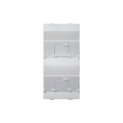 (S80BMD64/9) Placa Voz y Datos Inclinada con Guardapolvo y Adaptador Doble para RJ45 Keystone