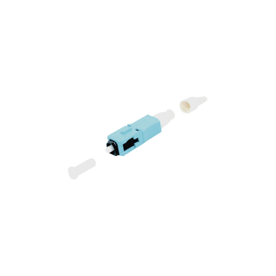 Conector de Fibra Óptica Pre-Pulido LightBow SC Simplex, Multimodo 50/125 (OM3/OM4), Re-Terminable, Color Aqua