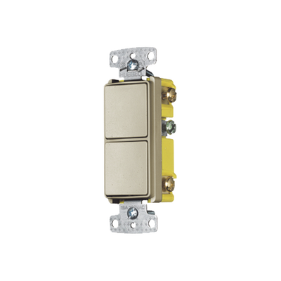 Interruptor Residencial 15 A 120-277 V / 2 Bases Unipolares / Cableado lateral / Color Marfil.