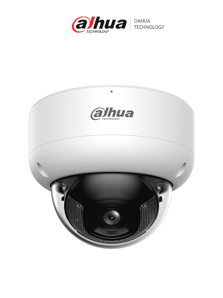 DAHUA DH-IPC-HDBW3249EP-AS-IL-0280B Cámara IP Domo Antivandálica de2MP/WizSense / Xinghan/SMD 4.0/IA SSA/ Iluminador dual inteligente/ AcuPick/ 2.8mm/ 100°/IR, luz cálida 40m/Micrófono incorporado/IP67/IK10/ E&S de Alarma y Audio/ Ranura MicroSD/