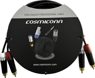 Cable 2 RCA x 2 RCA, conectores negros, con diferenciador de blanco y rojo (2x MT380-RD - 2x MT380-WH), length 2m