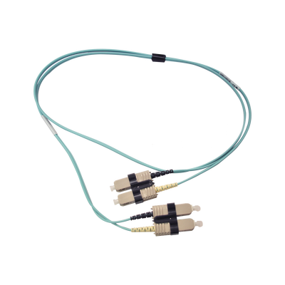 Jumper de Fibra Óptica Multimodo 50/125 OM3 XGLO, SC-SC Duplex, OFNR, Color Aqua, 1 Metro (3.28 Pies)