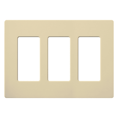 Placa de pared 3 espacios, color blanco, para atenuador (dimmer), switch ó control remoto PICO inalámbrico.