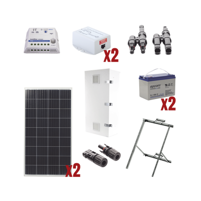 Kit Solar de 28 W con PoE Pasivo 24 Vcc para 2 Radios de Ubiquiti airMAX, Cambium ePMP