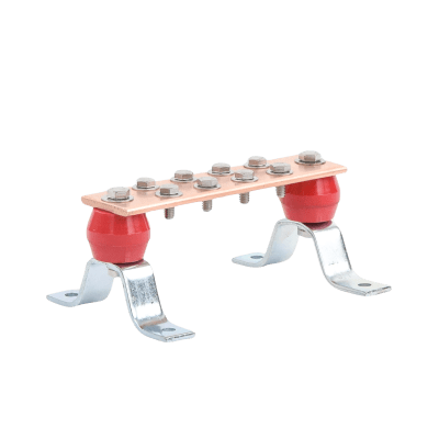 Barra para Unión de Fundición de Cobre Estañado, con Capacidad de 1000A, medidas 7-7/8 x 2 x 1/4 in. con Aisladores (Sin Gabinete)