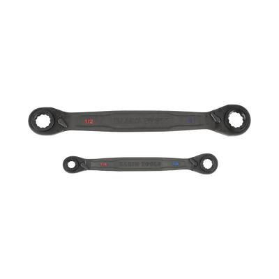 Juego de 2 llaves Estriadas de Matraca 4 en 1 con 8 Medidas Inglesas 1/2-5/8", 3/4-9/16", 1/4-3/8", 7/16-5/16"