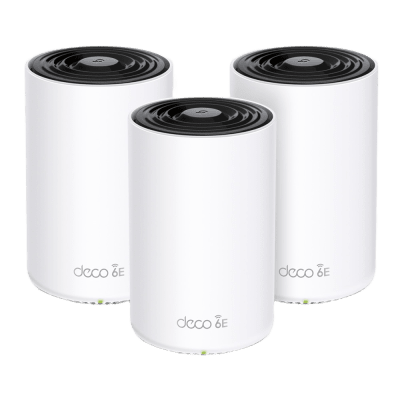 Router Inalámbrico MESH Interior para Hogar / Doble Banda Wi-Fi 6E AX5400 Mbps / 3 Puerto Gigabit WAN/LAN / 4 Antenas Internas / Administración Mediante la App Deco (iOS, Android) / Protección HomeShield