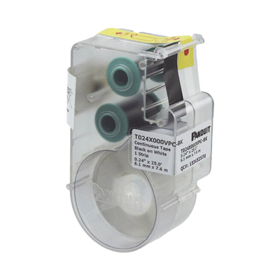 Casete de Etiqueta de Vinilo de Cinta Continua, Color Negro Sobre Blanco, Uso Interior/Exterior, 6.1 mm de Ancho x 7.6 Metros (24.93 Pies) de Largo