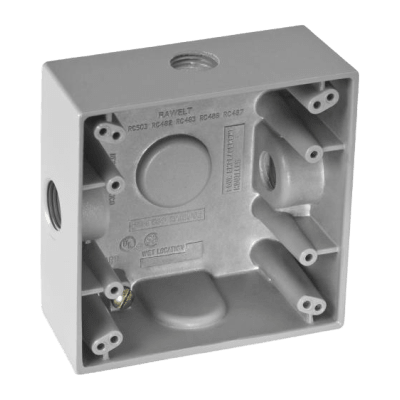 Caja Cuadra de 1/2" a Prueba de  Intemperie/ Cuenta con 3 salidas.