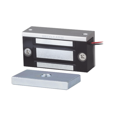 Chapa Magnética  de 36 kg (80 Lbs) / Uso en Lockers o Gabinetes / 12~24 VDC / Tamaño Miniatura 70x31x19 mm / Protección MOV / Sin Magnetismo Residual / Montaje Completo