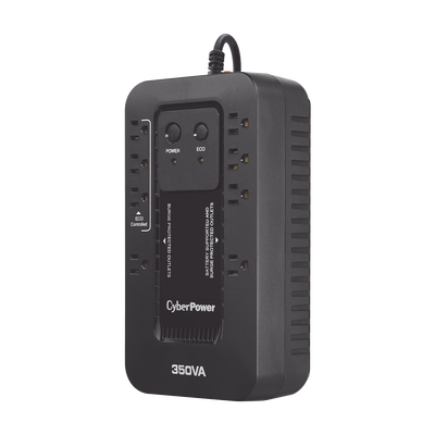 UPS de 350 VA/255 W, Topología Standby con Modo Ahorrador ECO, Entrada 120 Vca NEMA 5-15P, Con 8 Tomas NEMA 5-15R 