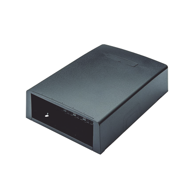 Caja de Montaje en Superficie, con Accesorio para Resguardo de Fibra Óptica, para 12 Módulos Mini-Com, Color Negro