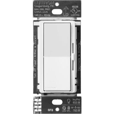 (Caseta Wireless) DIVA Atenuador de pared. Aumenta/Disminuye Intensidad de Iluminación.  No requiere cable neutro. 150W LED / 600W INC/HAL