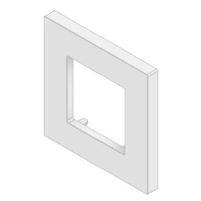 Embellecedor para Caja Europea / Dimensiones 84x84x8 mm Externas / ABS Antimicrobiano / Blanco con Efecto de Contraste / Colocación Fácil y Rápida