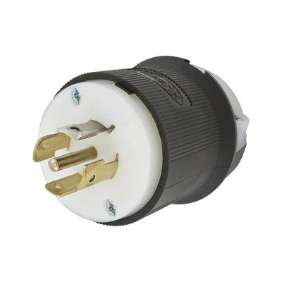 Clavija Industrial con Bloqueo de Media Vuelta / 20 A 120/208 V CA / 4 Polos 5 Hilos / Color Blanco y Negro / Nema L21-20P/ Grado Industrial