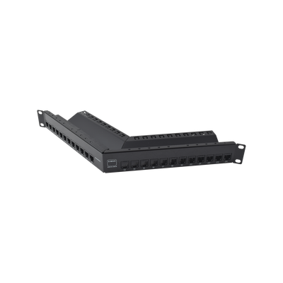 Patch Panel Z-MAX de 24 Puertos, Blindado, Precargado con Jacks Categoría 6A, Angulado, 1UR
