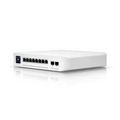 UniFi Switch Empresarial Capa 3 de 8 Puertos PoE 802.3af/at 2.5G + 2 Puertos 1/10G SFP+, 120W, Pantalla Informativa