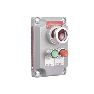 Cubierta para Estación de Control con 2 Botones Pulsadores Rojo-Verde y Luz Piloto Roja / Uso en Áreas Clasificadas