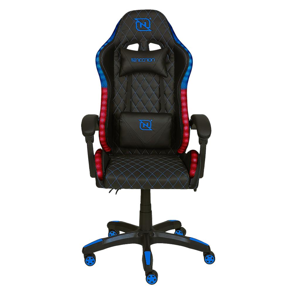 SILLA GAMER NECNON NSG-RGB1 FOAM CLASE 4 COJIN LUMBAR Y CABEZA NEGRO/AZUL NBSGR122RG
