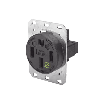 Receptáculo Recto de 50 A 125/250 V CA 3 Polos 4 Hilos (Nema 14-50R).